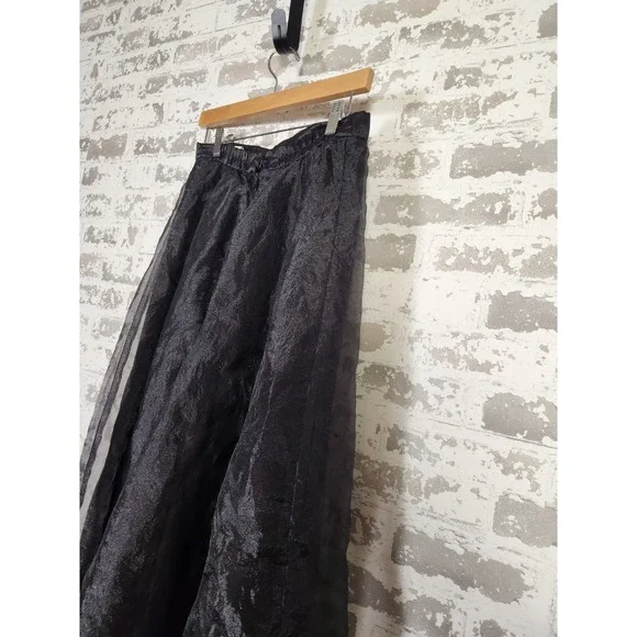 Vintage Y2K 90s Tafetta Maxi Skirt Size 12 Black Tulle Lined Whimsigoth Prom - Picture 9 of 16